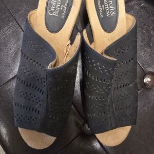 Croft & Barrow Black Perforated Wedge Sandals